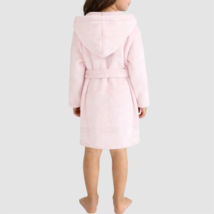 Pink plush comfortable hooded bathrobe