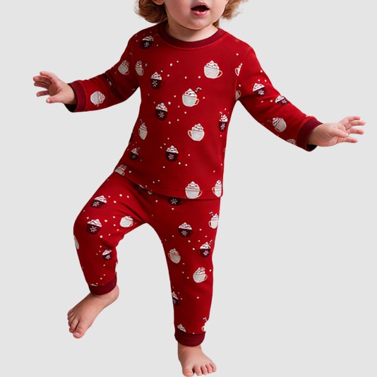 Red casual pure cotton boys' pajama set
