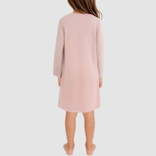 Striped round-neck pure cotton girls' nightgown