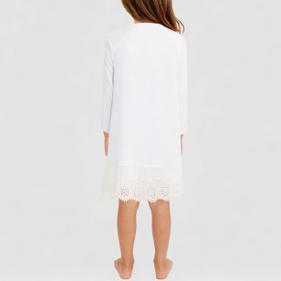 Elegant round neck soft girls' nightgown