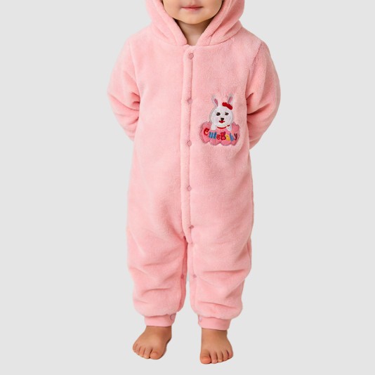 Warm hooded thick onesie pajamas for girls