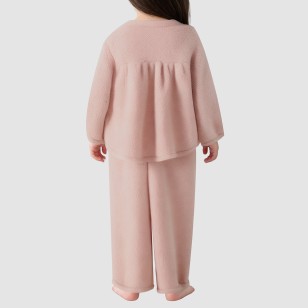 Pink coral fleece girls' pajama set