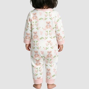 Girls' Unique & Sweet Teddy Bear Jumpsuit Pajamas