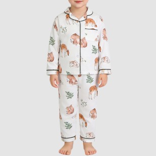 Animal print comfortable girls' pajama set